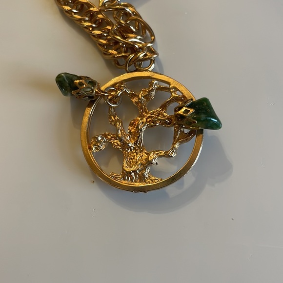 Tree of life gold color dangle bracelet jade stones - Picture 7 of 7